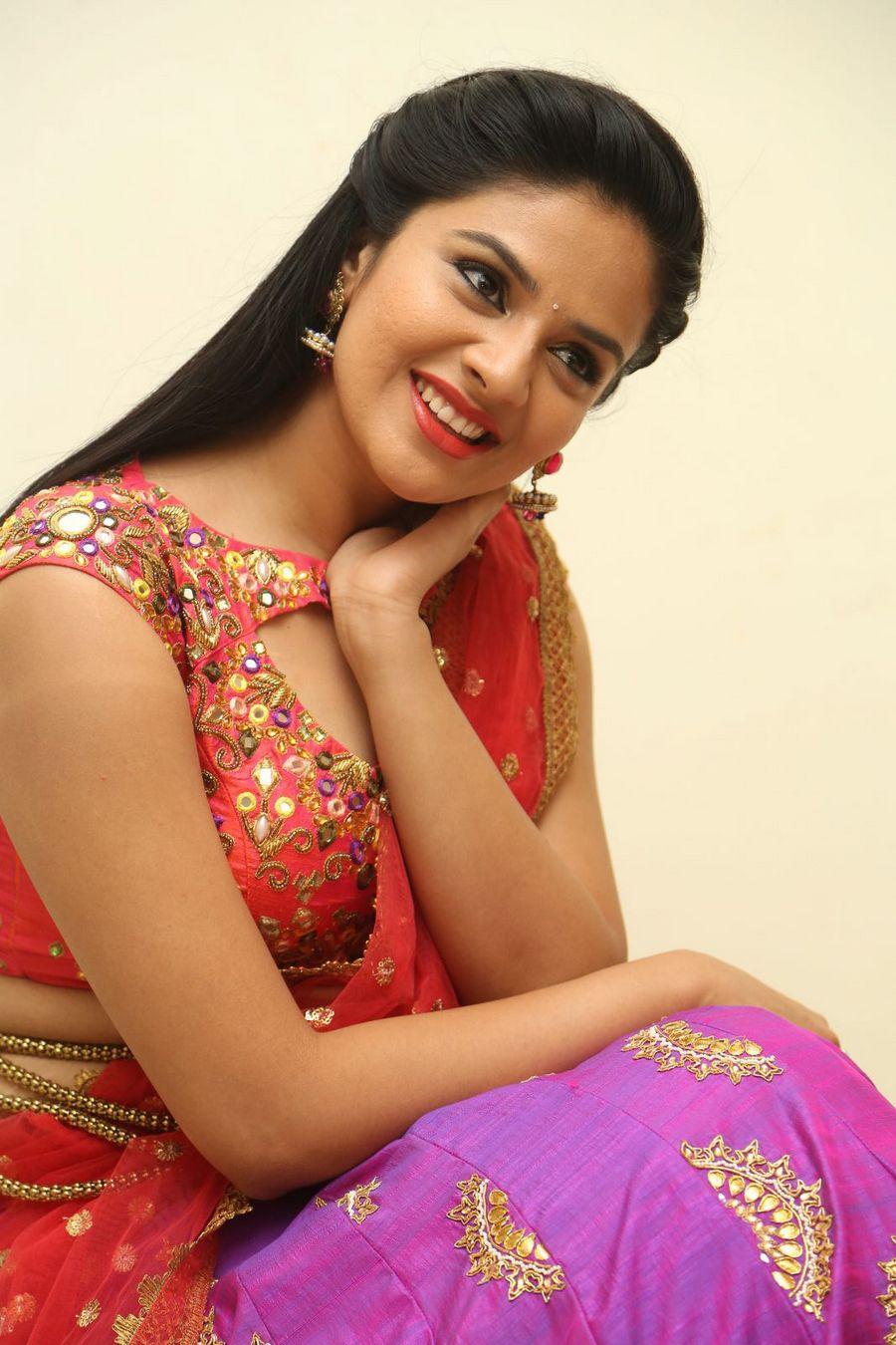Sri Mukhi Cute Half Saree Photos