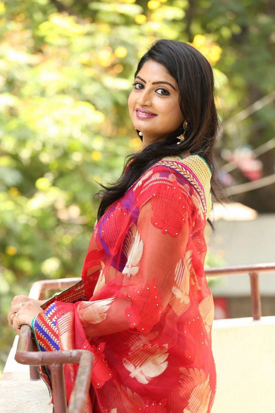 Tv Actress Mounica Latest Photos In Red Saree