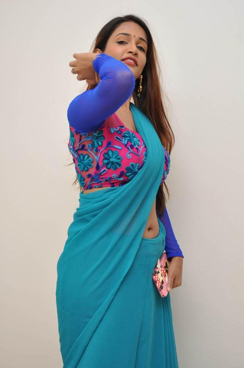 Anaika Soti Blue Saree Spicy Stills