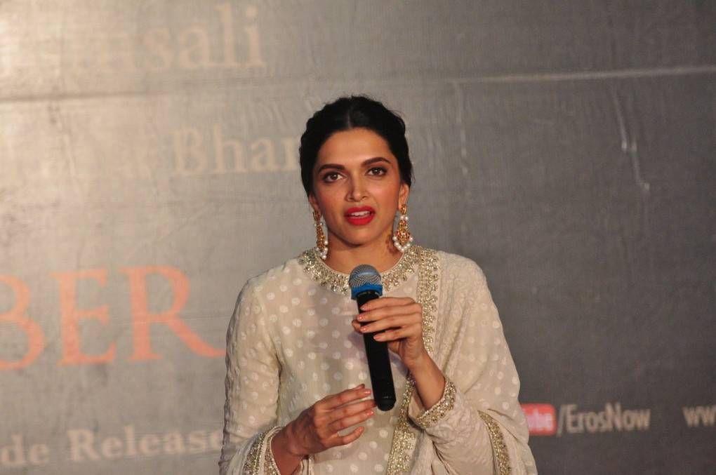 Deepika Padukone Stills At Bajirao Mastani Movie Poster Launch