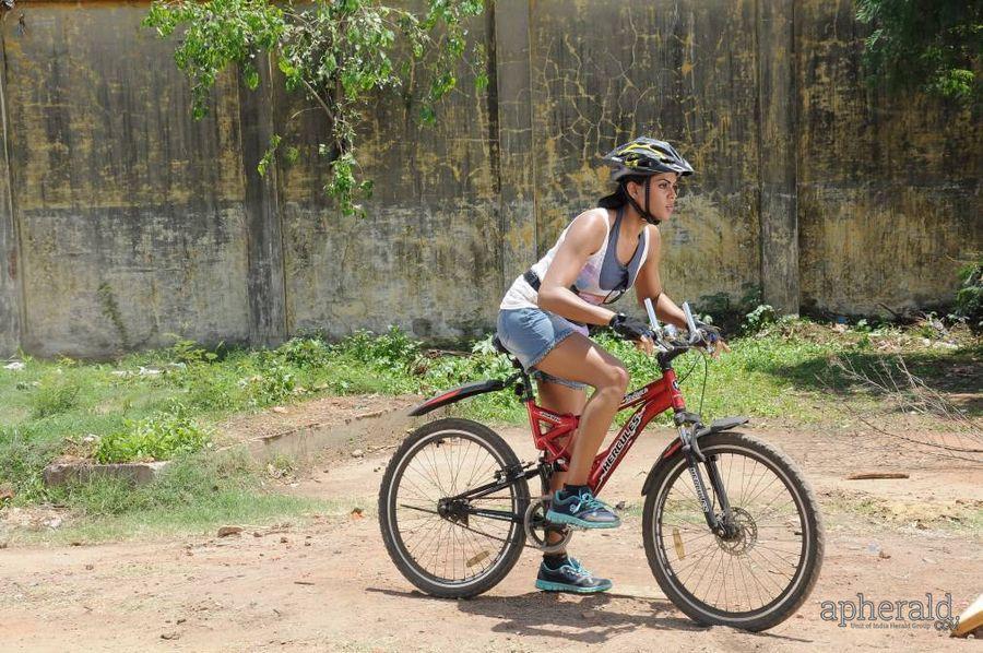 Karthika Nair Cycle Ride Stills