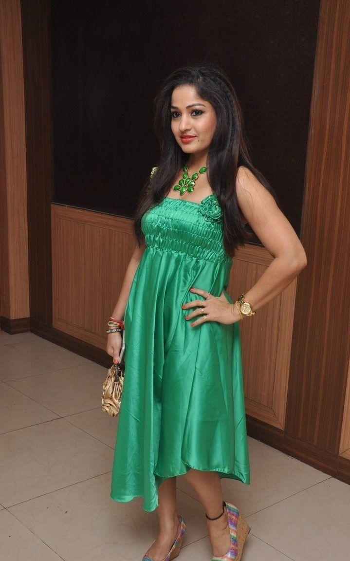 Madhavi Latha new Green Dress photos