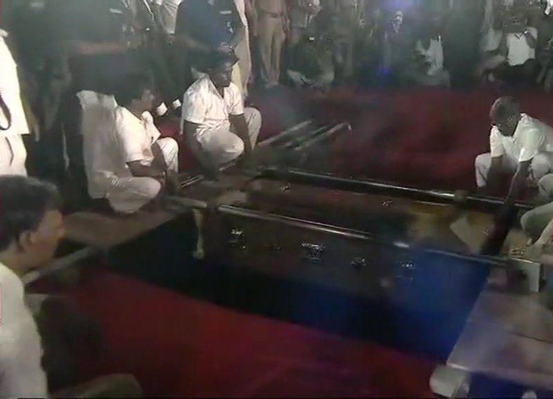 Chennai: M Karunanidhi being laid to rest at Marina beach