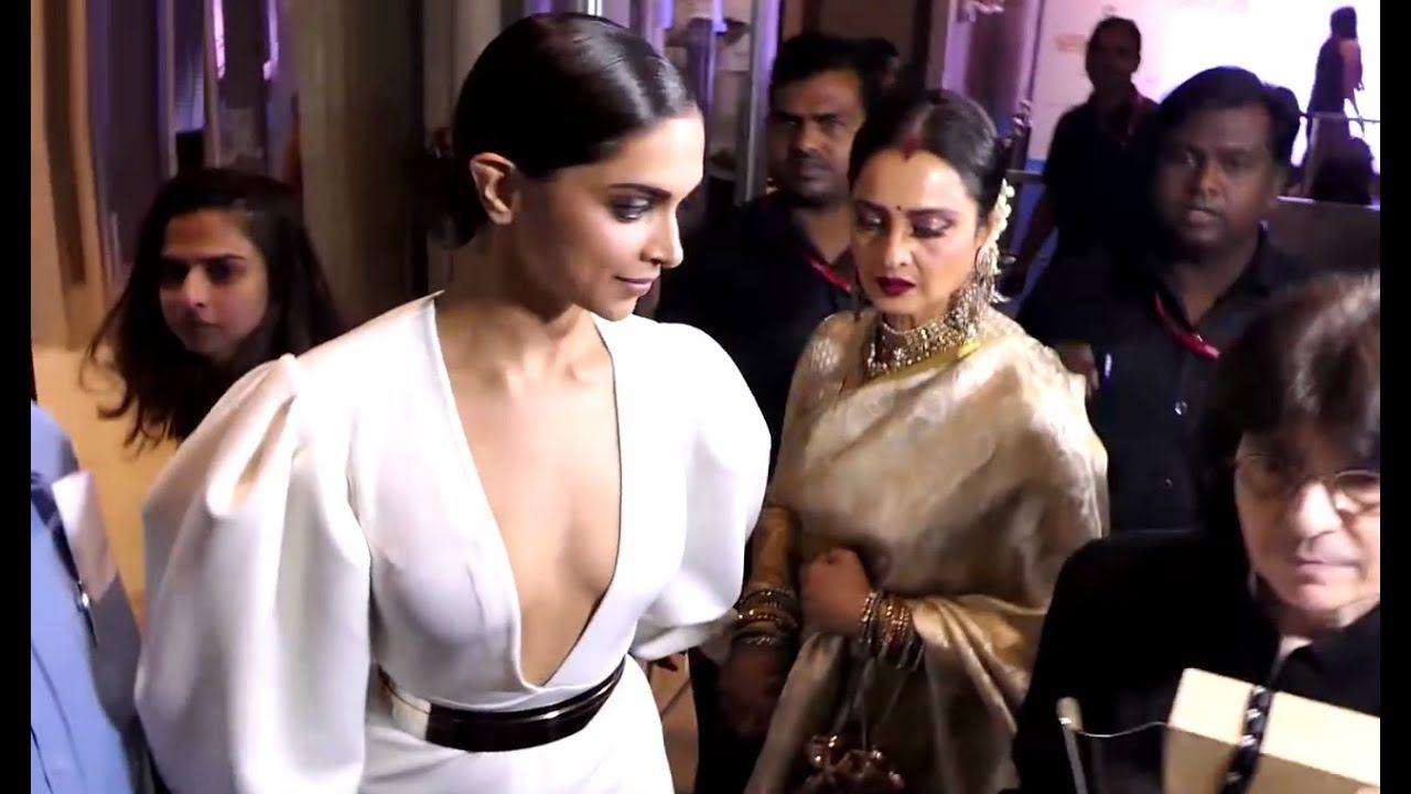 Deepika Padukone Hot In Deep Neckline Dress At Hello Hall Of Fame Awards 2018