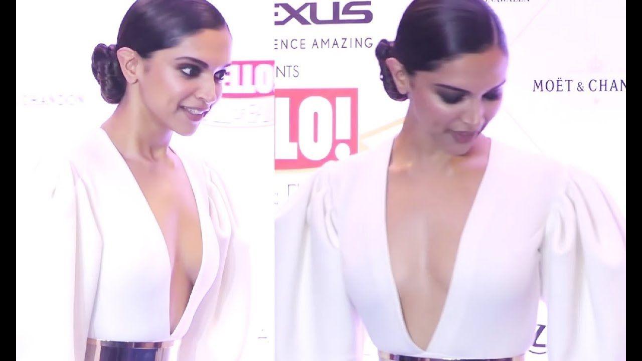 Deepika Padukone Hot In Deep Neckline Dress At Hello Hall Of Fame Awards 2018