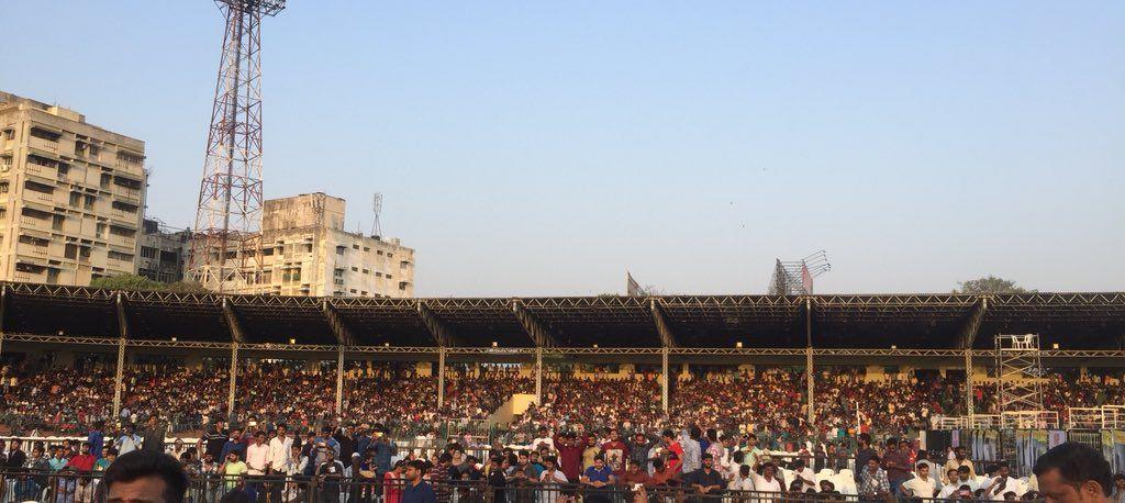 Fans and huge crowds gathered at BharatBahirangaSabha LIVE Photos