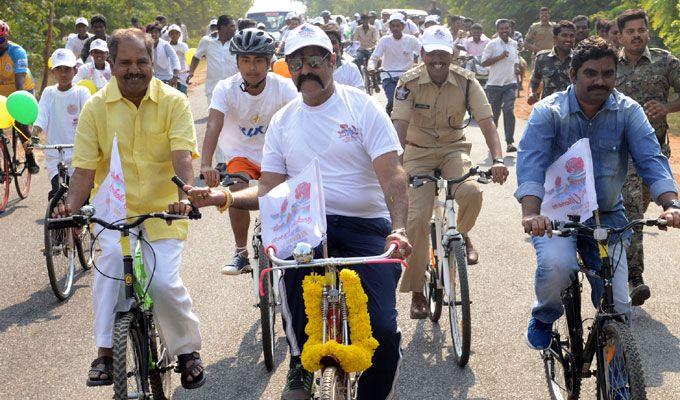 Hindupur MLA Nandamuri Balakrishna participates in a cycle rally Photos