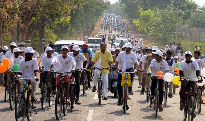 Hindupur MLA Nandamuri Balakrishna participates in a cycle rally Photos