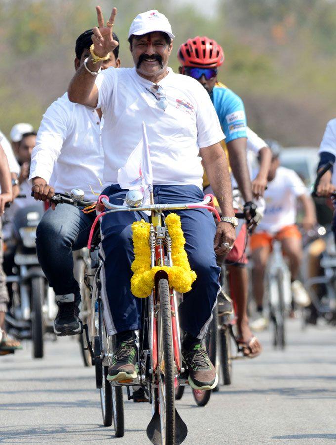 Hindupur MLA Nandamuri Balakrishna participates in a cycle rally Photos