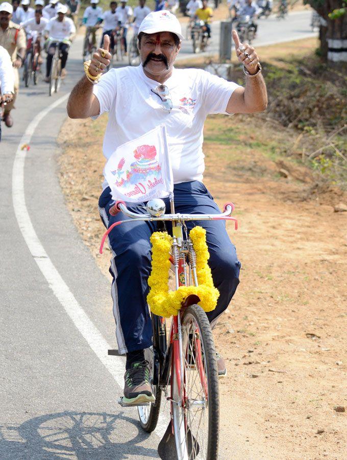 Hindupur MLA Nandamuri Balakrishna participates in a cycle rally Photos