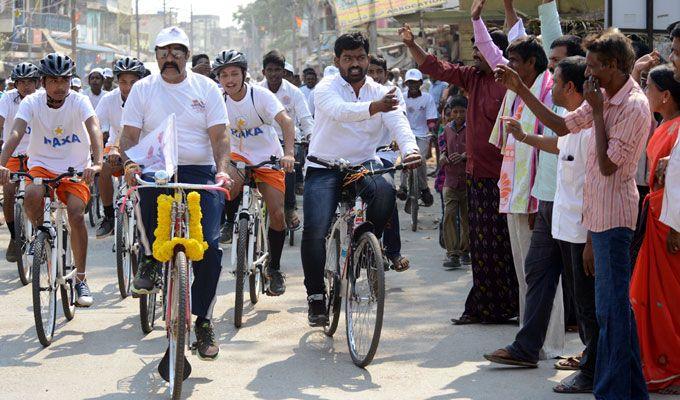 Hindupur MLA Nandamuri Balakrishna participates in a cycle rally Photos