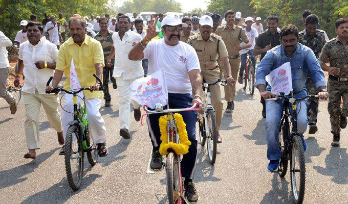 Hindupur MLA Nandamuri Balakrishna participates in a cycle rally Photos