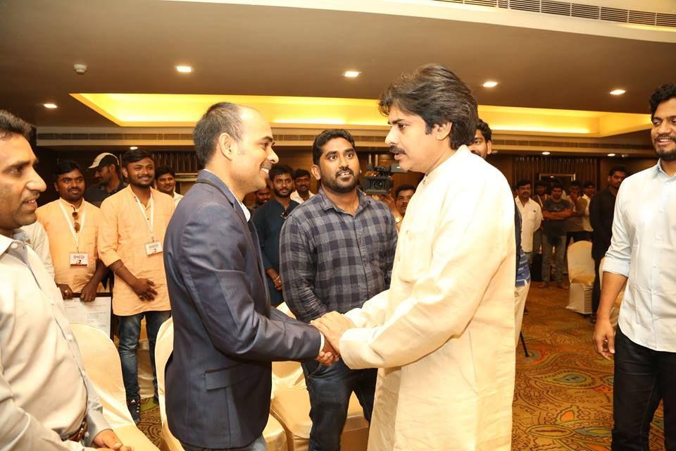 JanaSenaParty Chief Pawan Kalyan interaction with NRIs in Vijayawada
