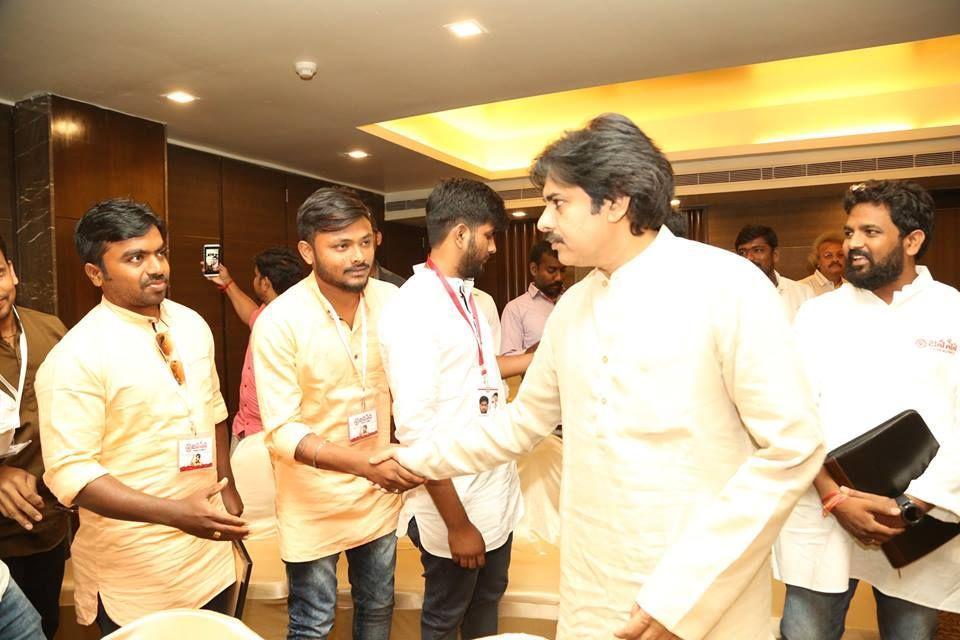 JanaSenaParty Chief Pawan Kalyan interaction with NRIs in Vijayawada