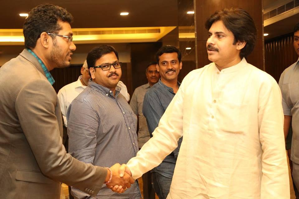 JanaSenaParty Chief Pawan Kalyan interaction with NRIs in Vijayawada