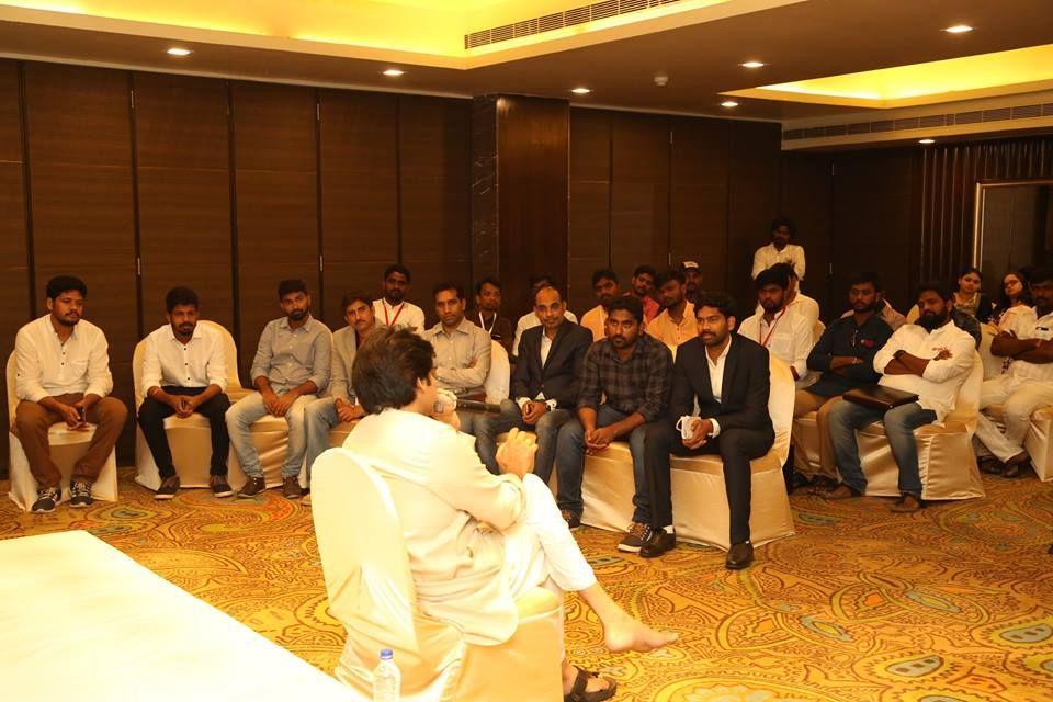 JanaSenaParty Chief Pawan Kalyan interaction with NRIs in Vijayawada
