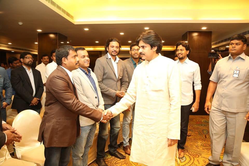 JanaSenaParty Chief Pawan Kalyan interaction with NRIs in Vijayawada