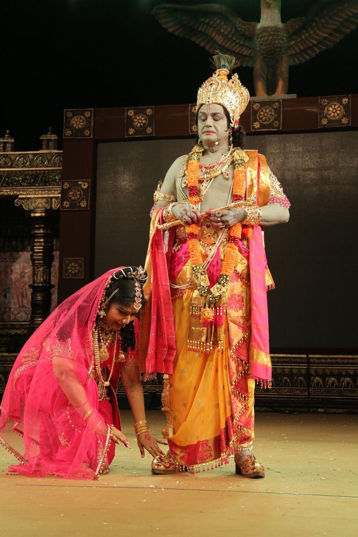 Nandamuri Balakrishna as Lord Sri Krishna in the play of Sri Krishnarjuna Yuddham