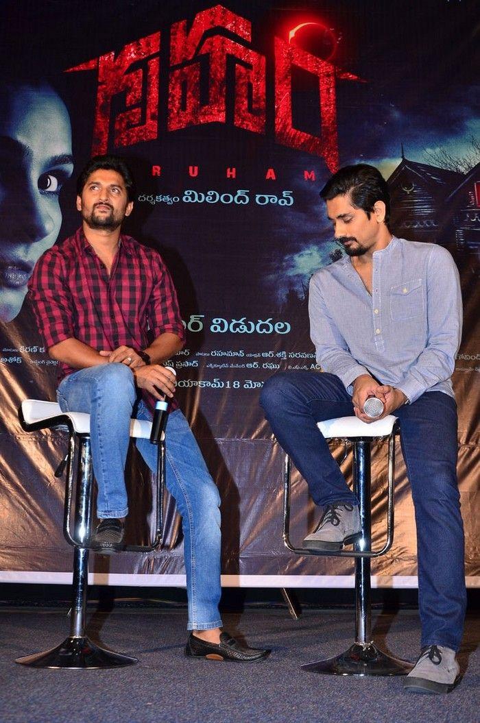 Nani & Siddharth at Gruham Movie Trailer Launch