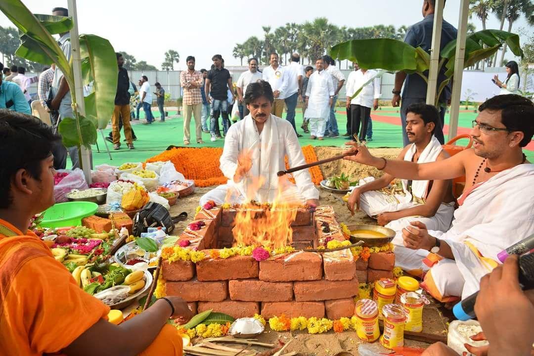 Pawan Kalyan lays foundation stone for his new house in Amaravathi