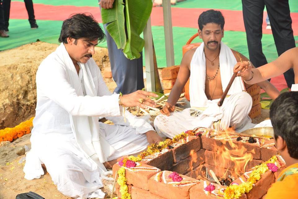 Pawan Kalyan lays foundation stone for his new house in Amaravathi