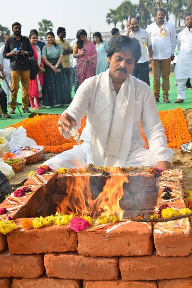 Pawan Kalyan lays foundation stone for his new house in Amaravathi
