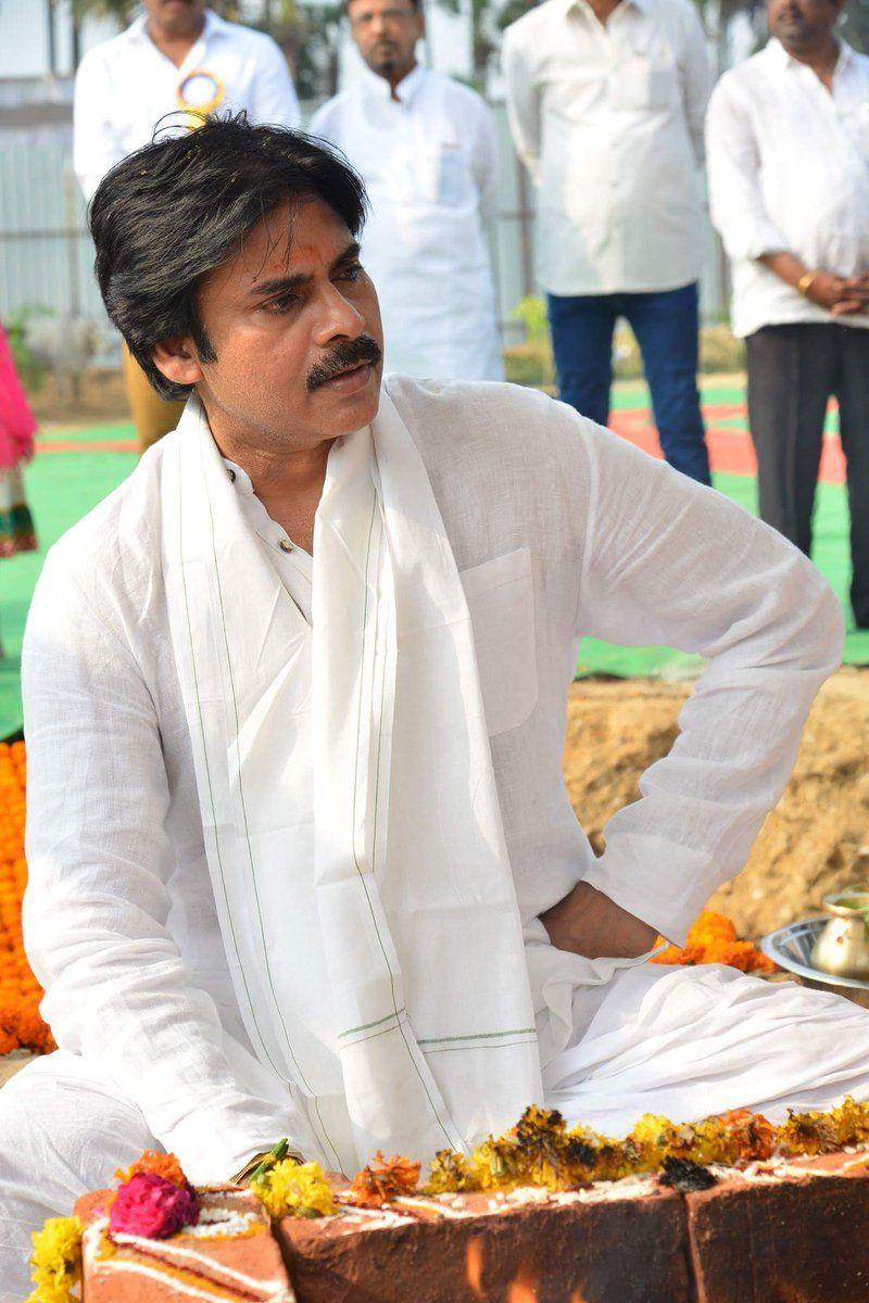Pawan Kalyan lays foundation stone for his new house in Amaravathi