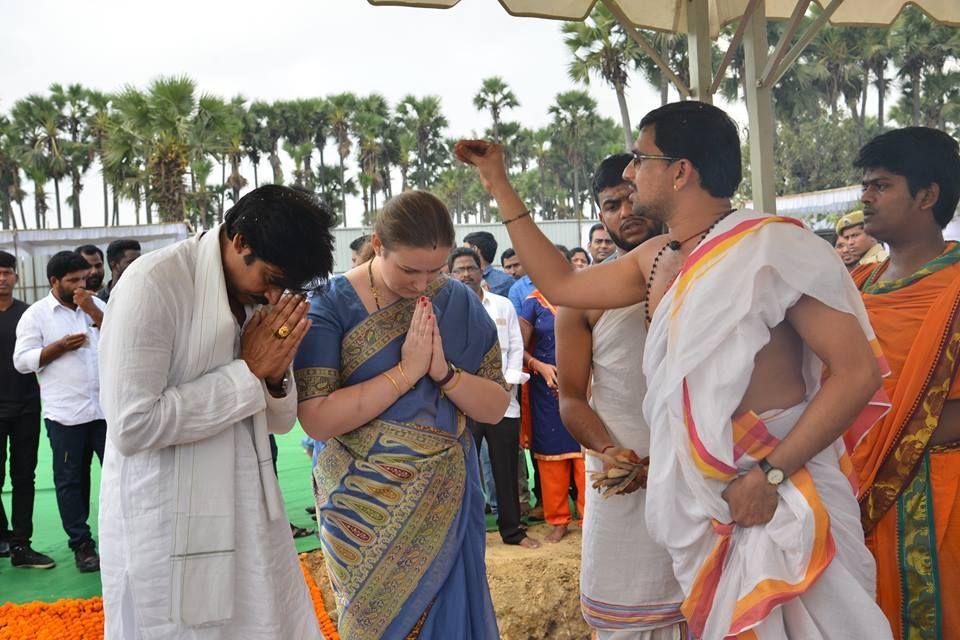 Pawan Kalyan lays foundation stone for his new house in Amaravathi