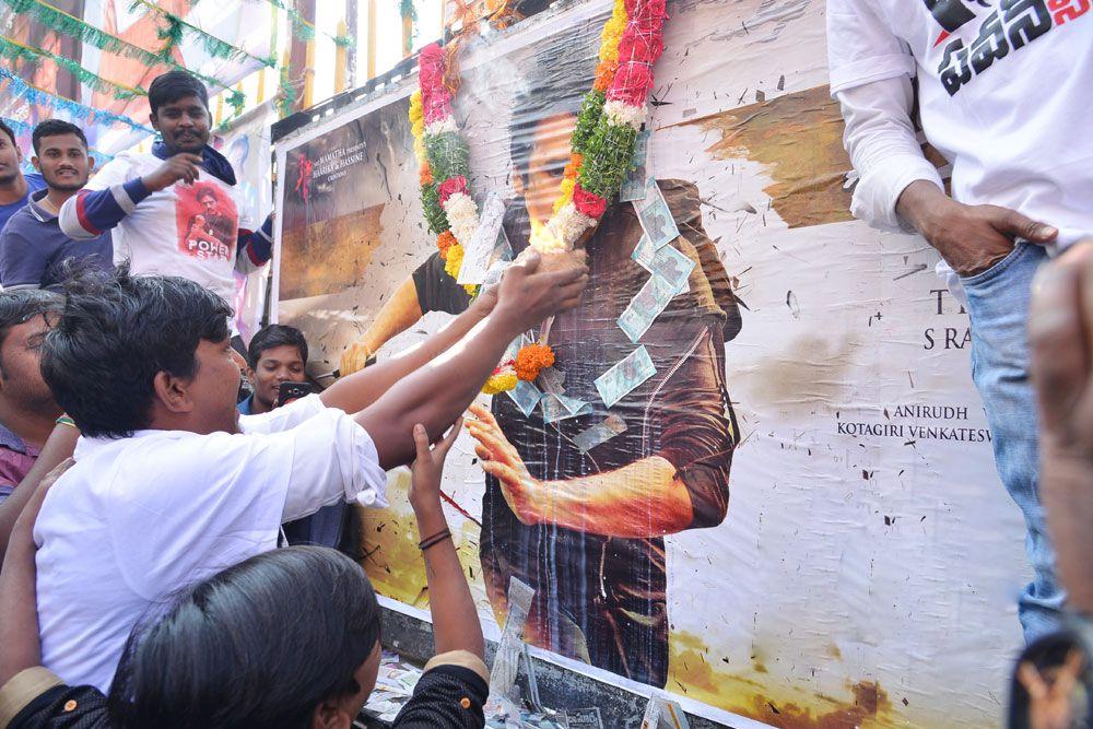 Agnyaathavaasi Fans Hungama at Sandhya 70mm & Prasads Multiplex