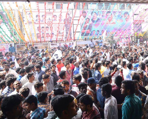 Agnyaathavaasi Fans Hungama at Sandhya 70mm & Prasads Multiplex