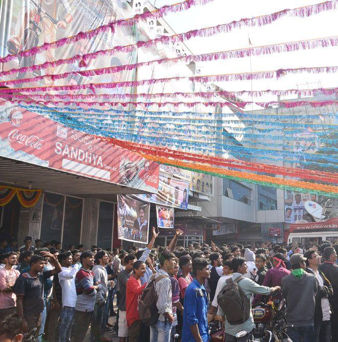 Agnyaathavaasi Fans Hungama at Sandhya 70mm & Prasads Multiplex