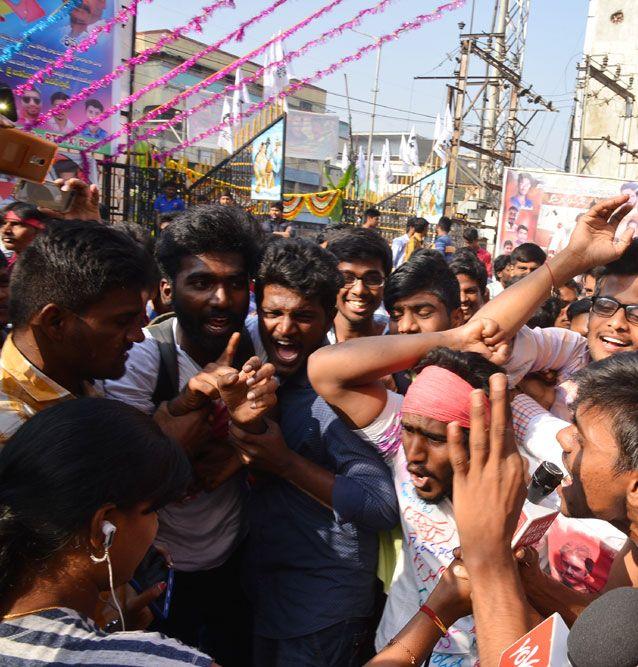 Agnyaathavaasi Fans Hungama at Sandhya 70mm & Prasads Multiplex