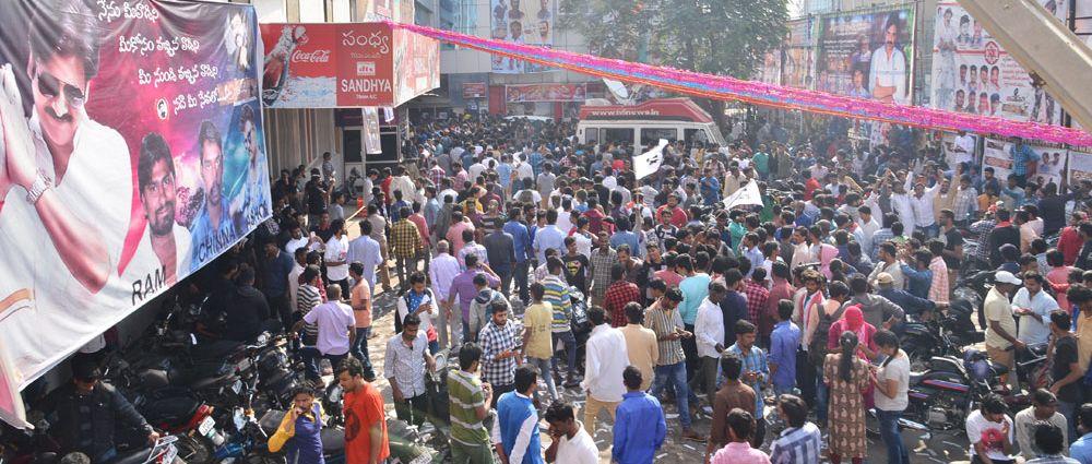 Agnyaathavaasi Fans Hungama at Sandhya 70mm & Prasads Multiplex