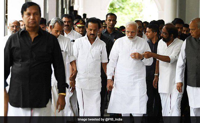 Prime Minister Narendra Modi paid tribute to DMK chief M Karunanidhi