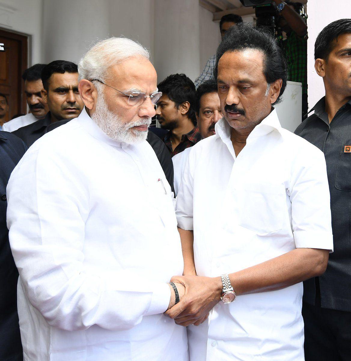 Prime Minister Narendra Modi paid tribute to DMK chief M Karunanidhi