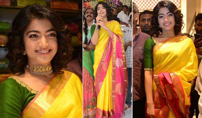 Rashmika Mandanna & Bithiri Sathi Participated in CMR Shopping Mall Opening
