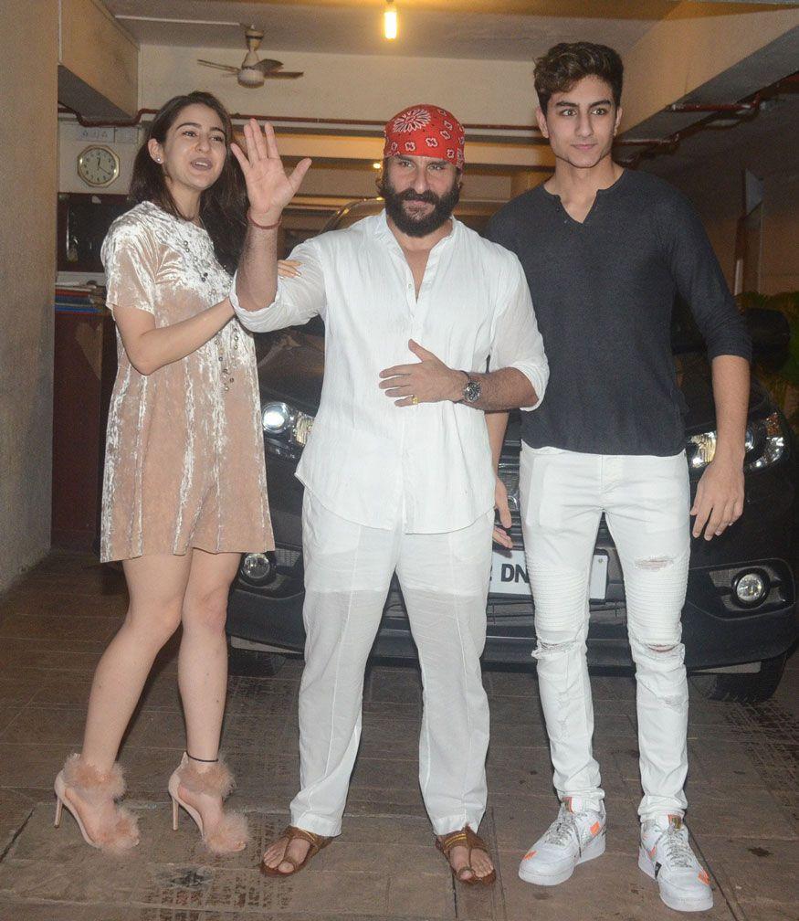 Saif Ali Khan Celebrates Birthday with Sara & Ibrahim Ali Khan