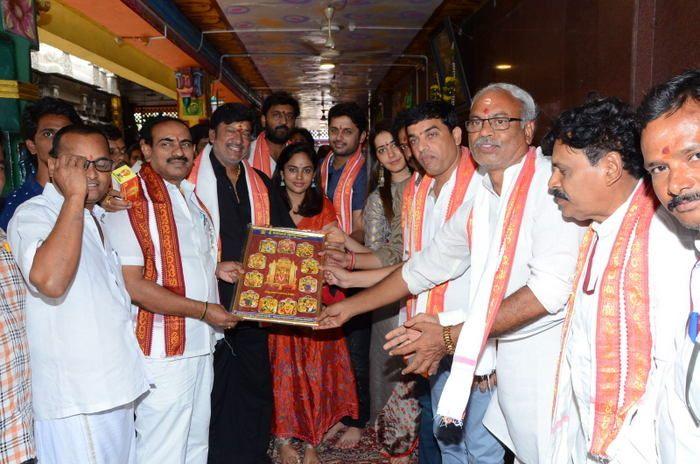 Srinivasa Kalyanam Movie Team at Vijayawada Durga Temple