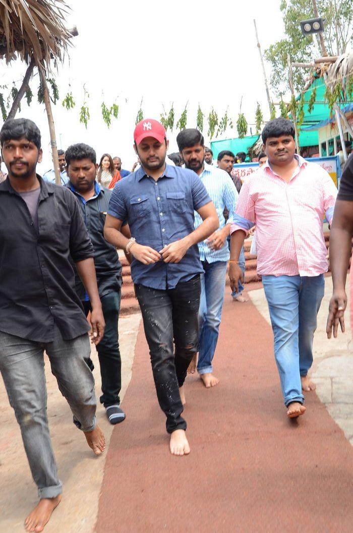 Srinivasa Kalyanam Movie Team at Vijayawada Durga Temple