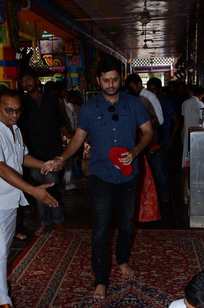 Srinivasa Kalyanam Movie Team at Vijayawada Durga Temple