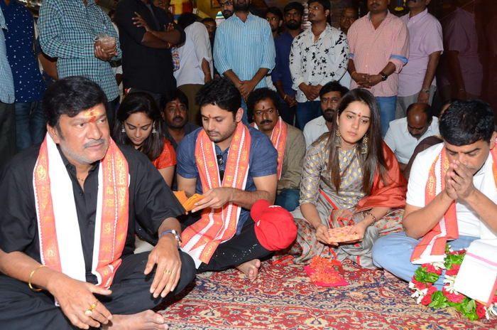 Srinivasa Kalyanam Movie Team at Vijayawada Durga Temple