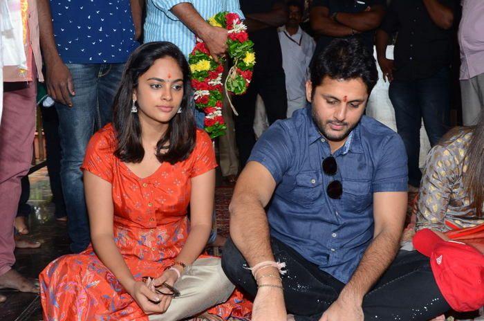 Srinivasa Kalyanam Movie Team at Vijayawada Durga Temple