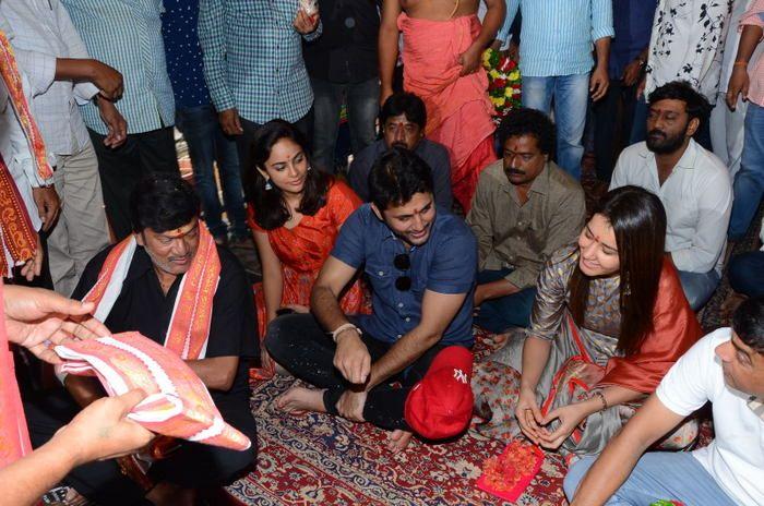 Srinivasa Kalyanam Movie Team at Vijayawada Durga Temple