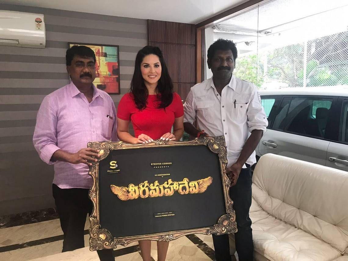 Sunny Leone at Veeramaha Devi Movie Title Launch Stills