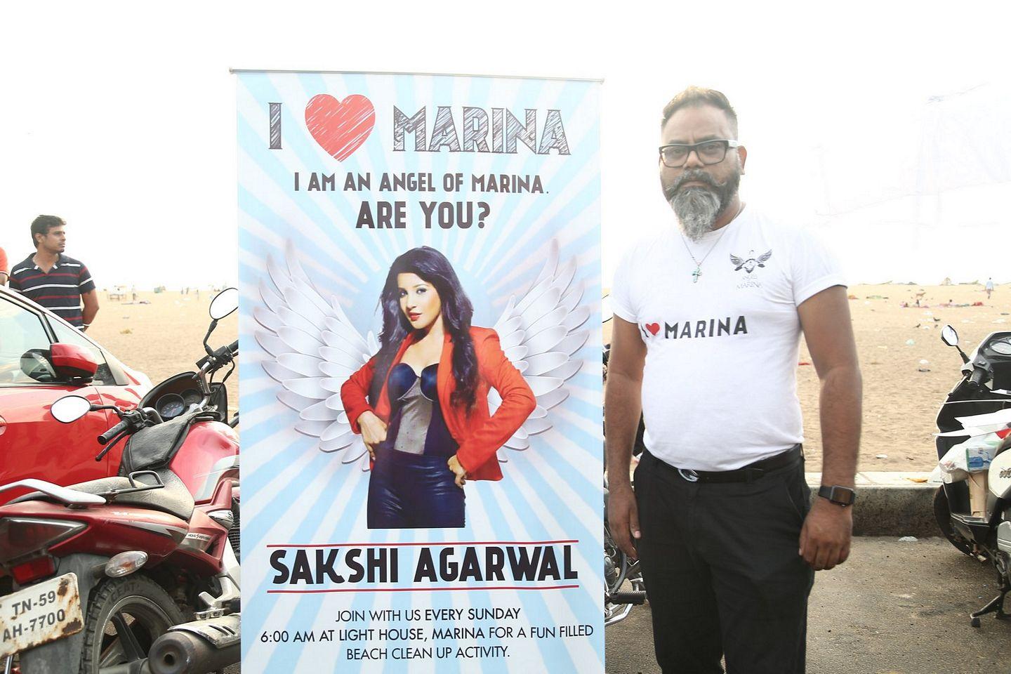 Beach Clean-Up with Actress Sakshi Agarwal at Marina Photos