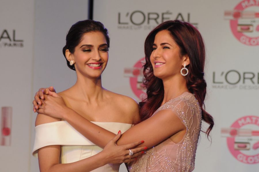 Katrina Kaif and Sonam Kapoor at the unveiling of L’Oreal Paris’s new Cannes collection