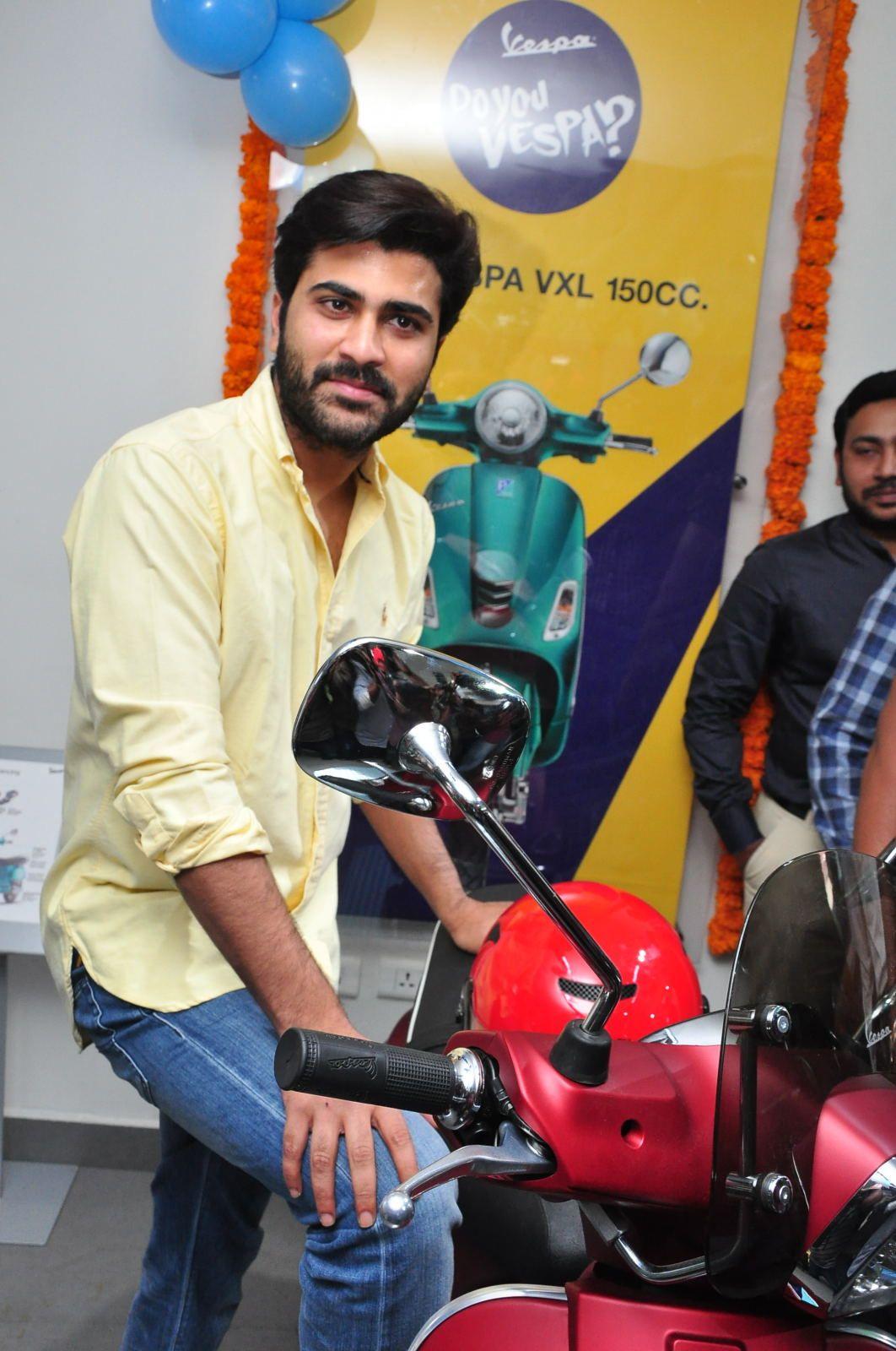 Sharwanand Launches Ashwam Vespa at Banjara Hills