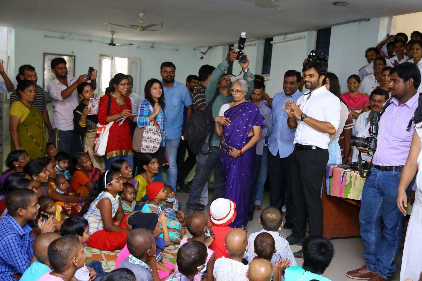 Thikka Movie Team Visits Cancer Striken Children at MNJ Hospital