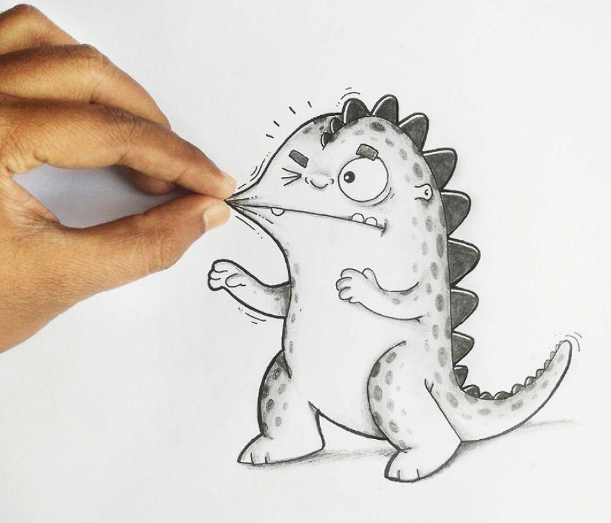 Artist Adds His Creativity In Little Cartoon Pet Photos