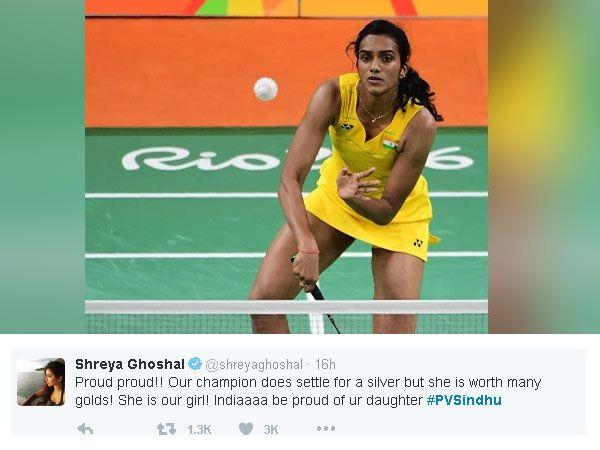 Celebs Who Congratulated PV Sindhu On Sliver Medal In Olympics